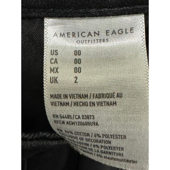 American Eagle Womens Mini Denim Skirt Size 00 Black Button Festival Concert - Picture 6 of 7